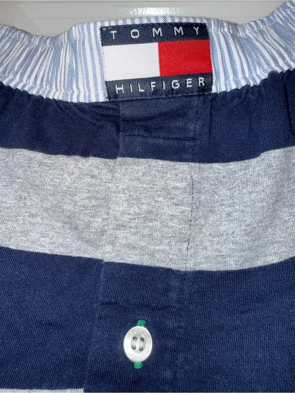 Tommy Hilfiger Men’s Large Striped Boxer Shorts – Navy, Gray & Red Lot Of 2